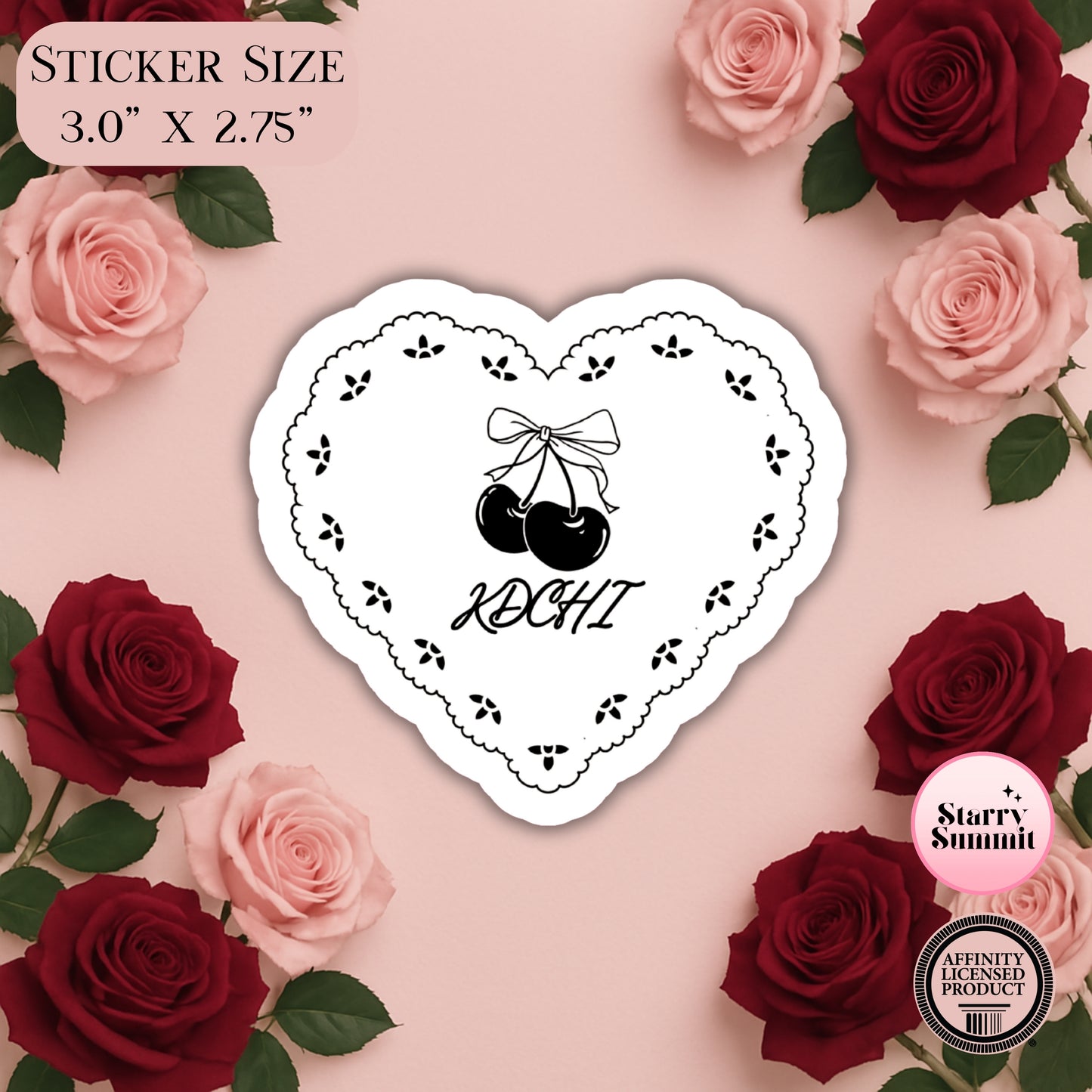 KDChi Cherry Picnic Heart Sticker