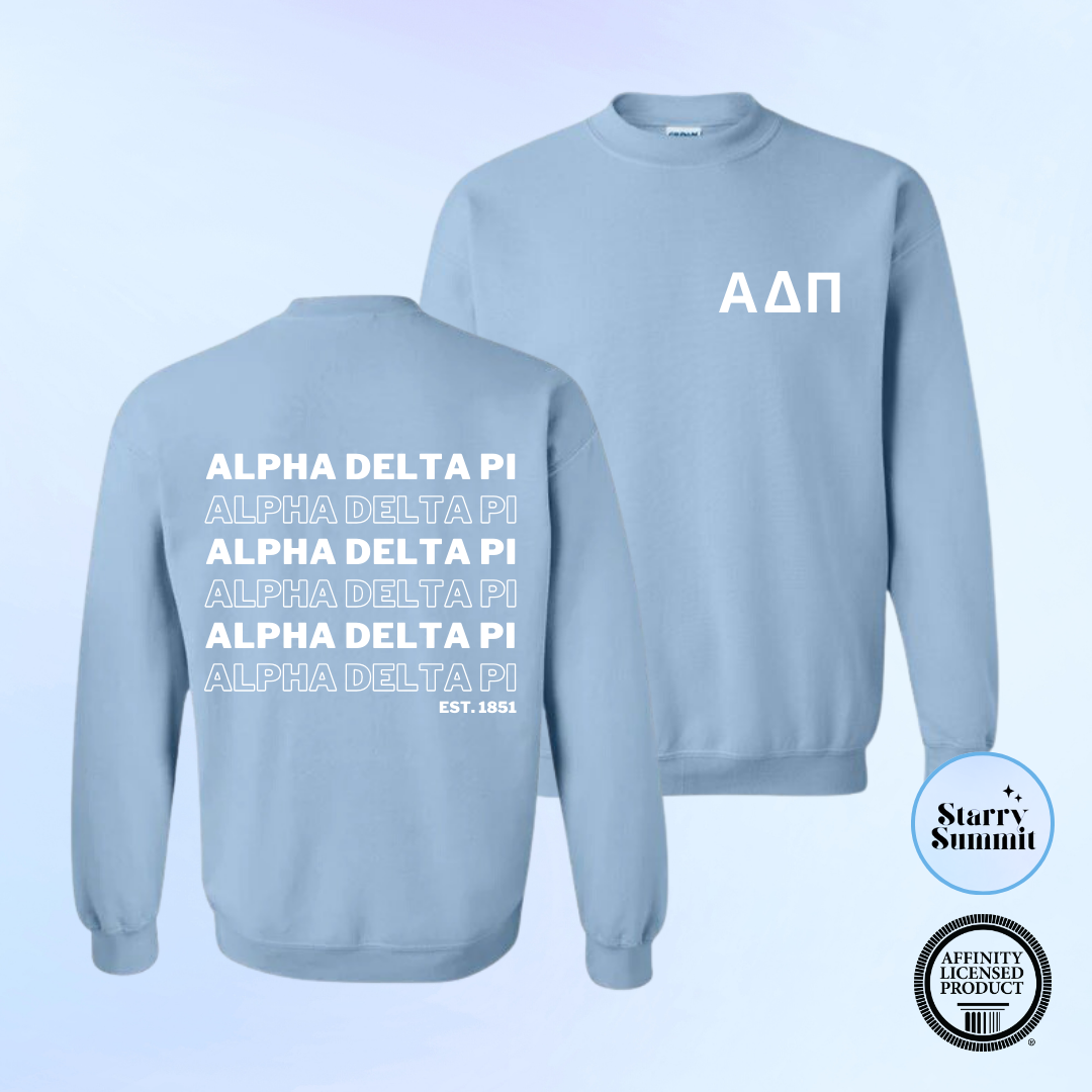 Alpha Delta Pi - Hollow Letters Crewneck
