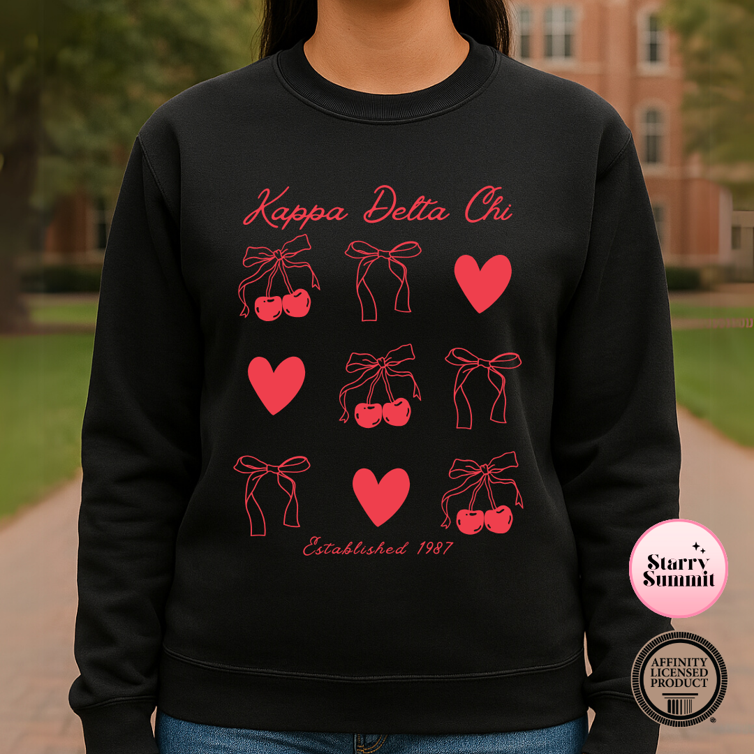 Kappa Delta Chi Embroidered Cherry & Bow Crewneck
