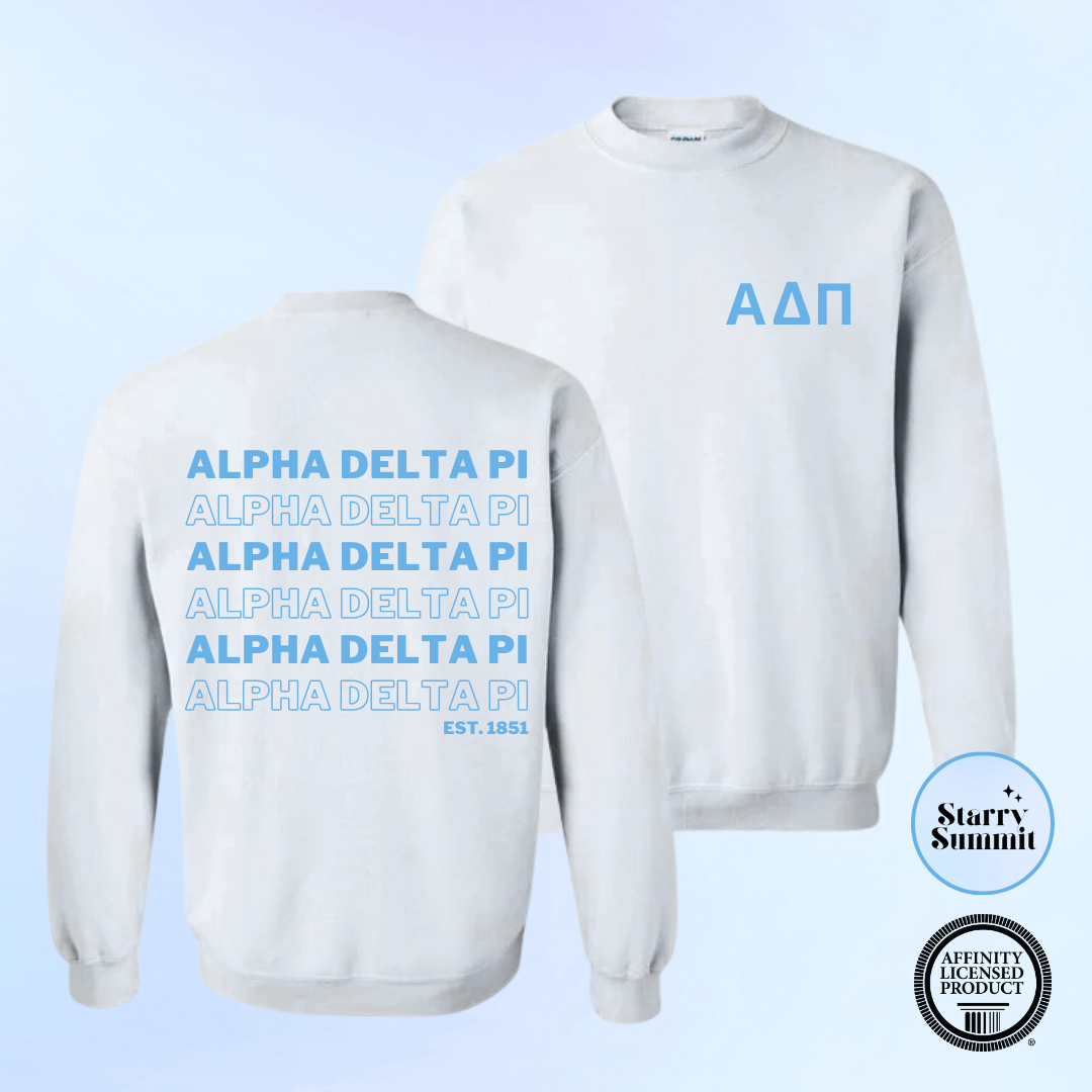 Alpha Delta Pi - Hollow Letters Crewneck