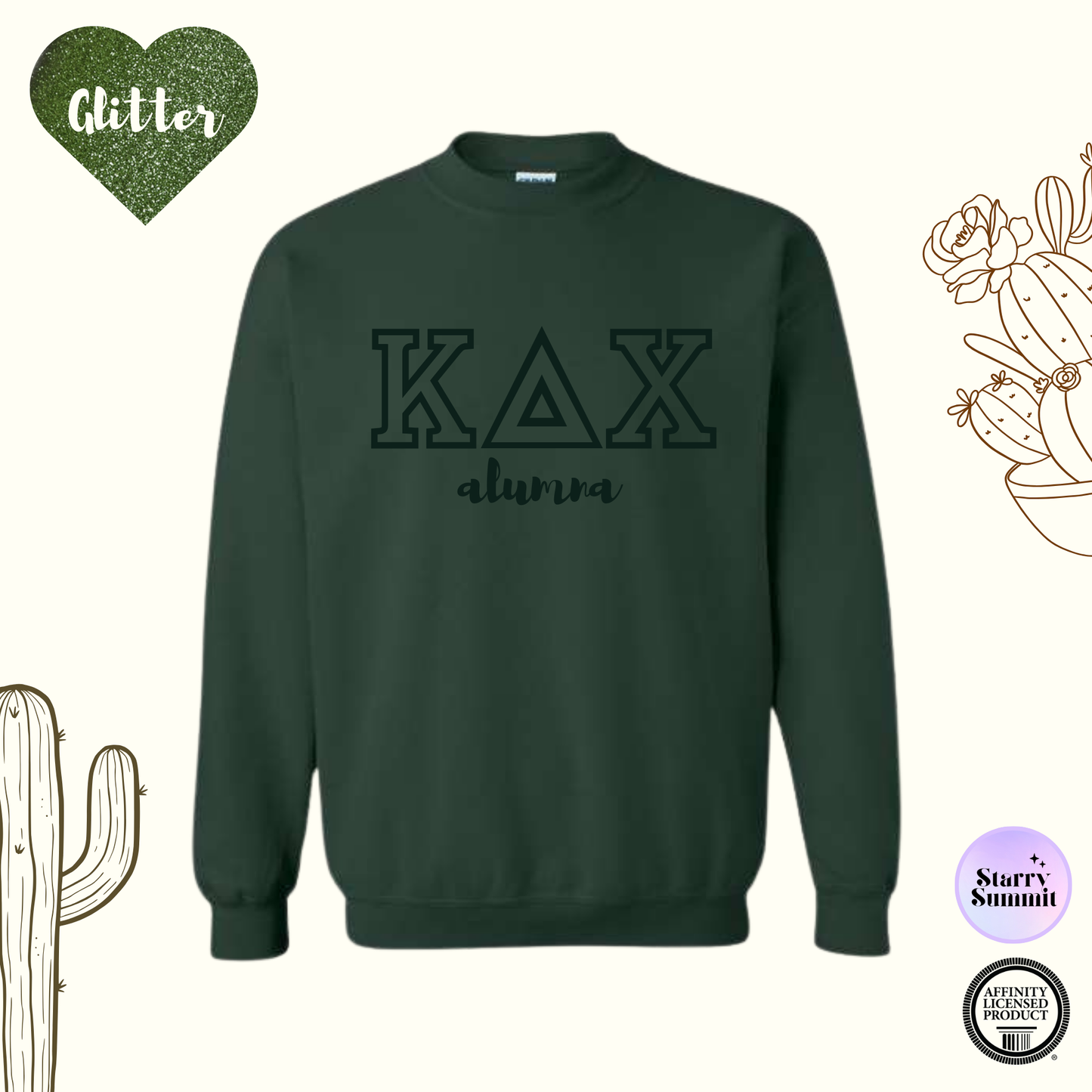 Kappa Delta Chi - El Paso Collection - No Sew Glitter Letter Alumna Crewneck