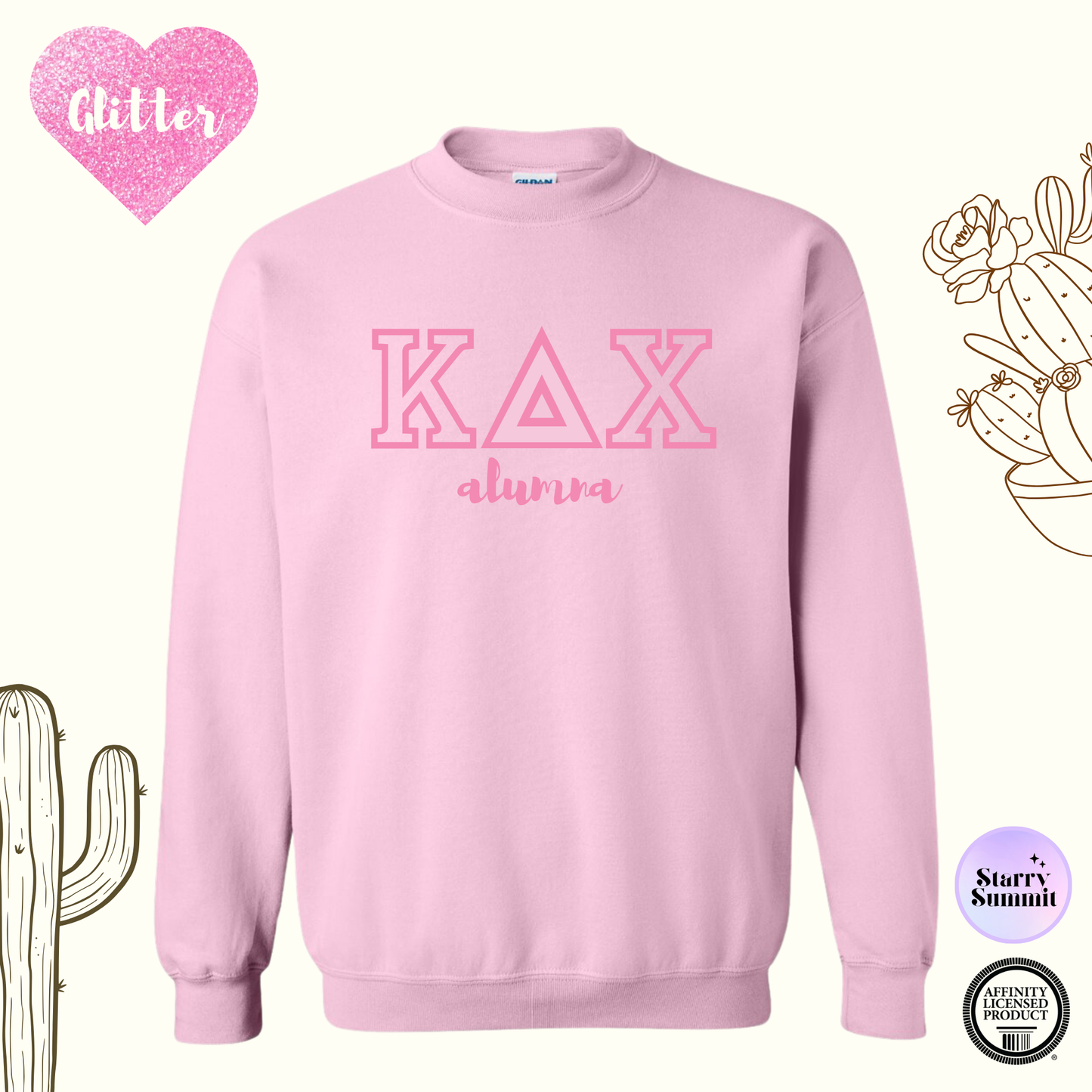 Kappa Delta Chi - El Paso Collection - No Sew Glitter Letter Alumna Crewneck