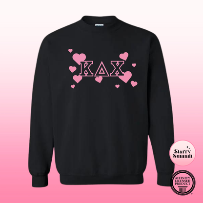 Kappa Delta Chi - Glitter Heart Letter Crewneck