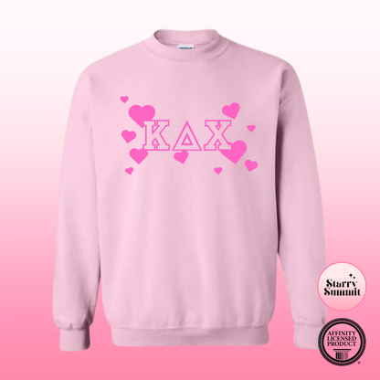 Kappa Delta Chi - Glitter Heart Letter Crewneck