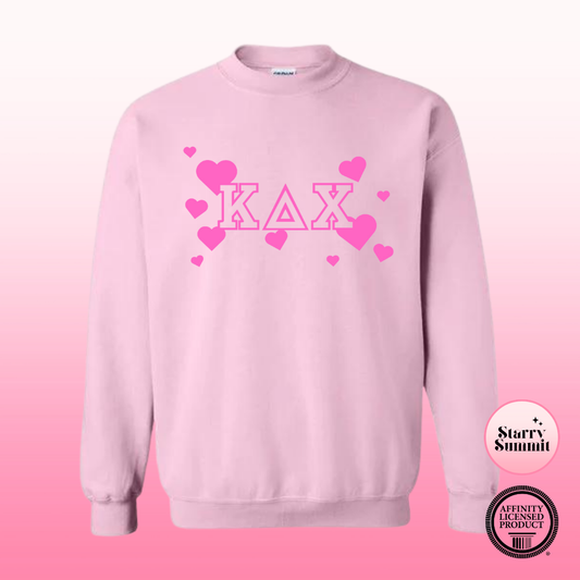 Kappa Delta Chi - Glitter Heart Letter Crewneck