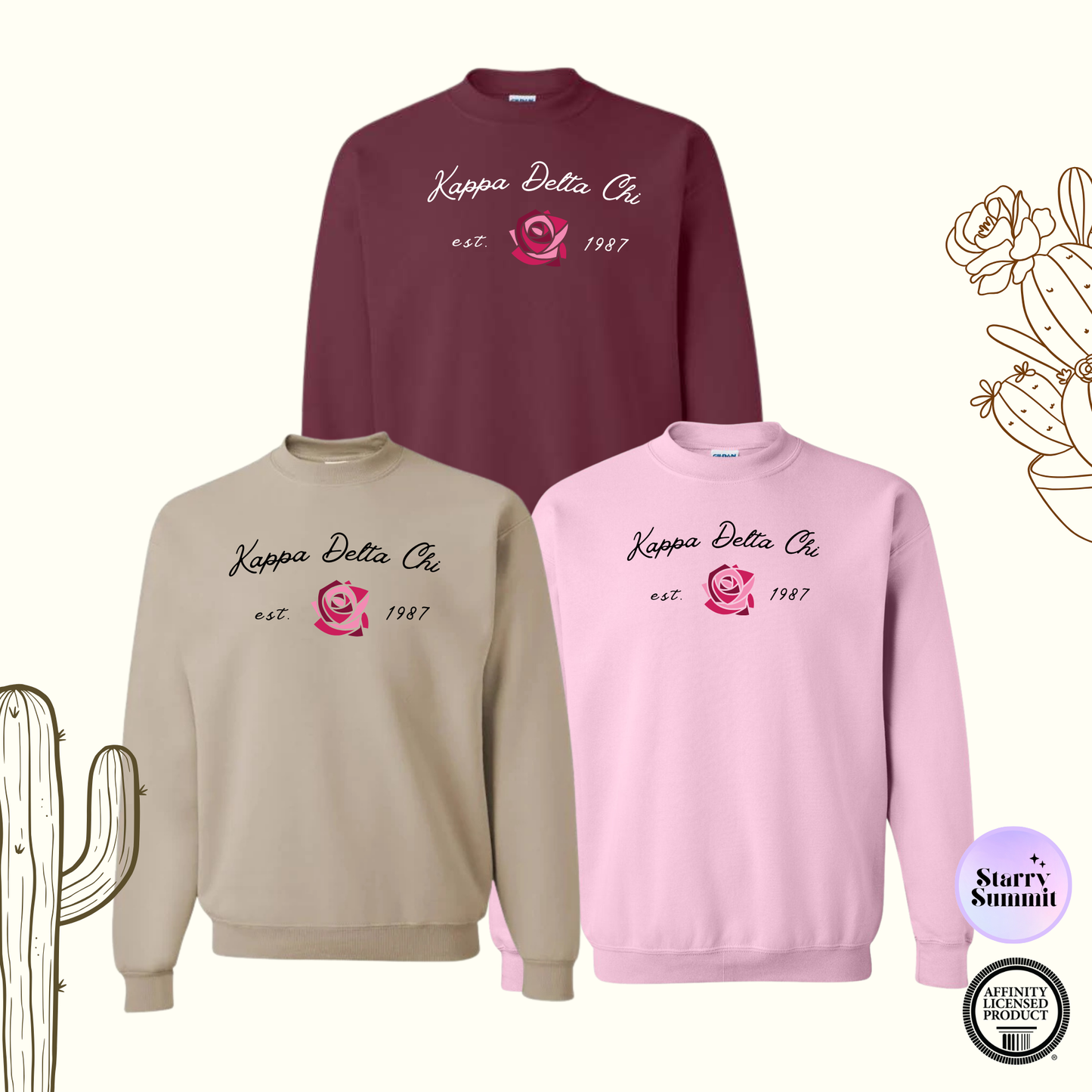 Kappa Delta Chi - El Paso Collection - No Sew Non-Alumna Rose Crewneck