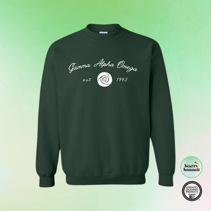 Gamma Alpha Omega - No Sew White Rose Crewneck