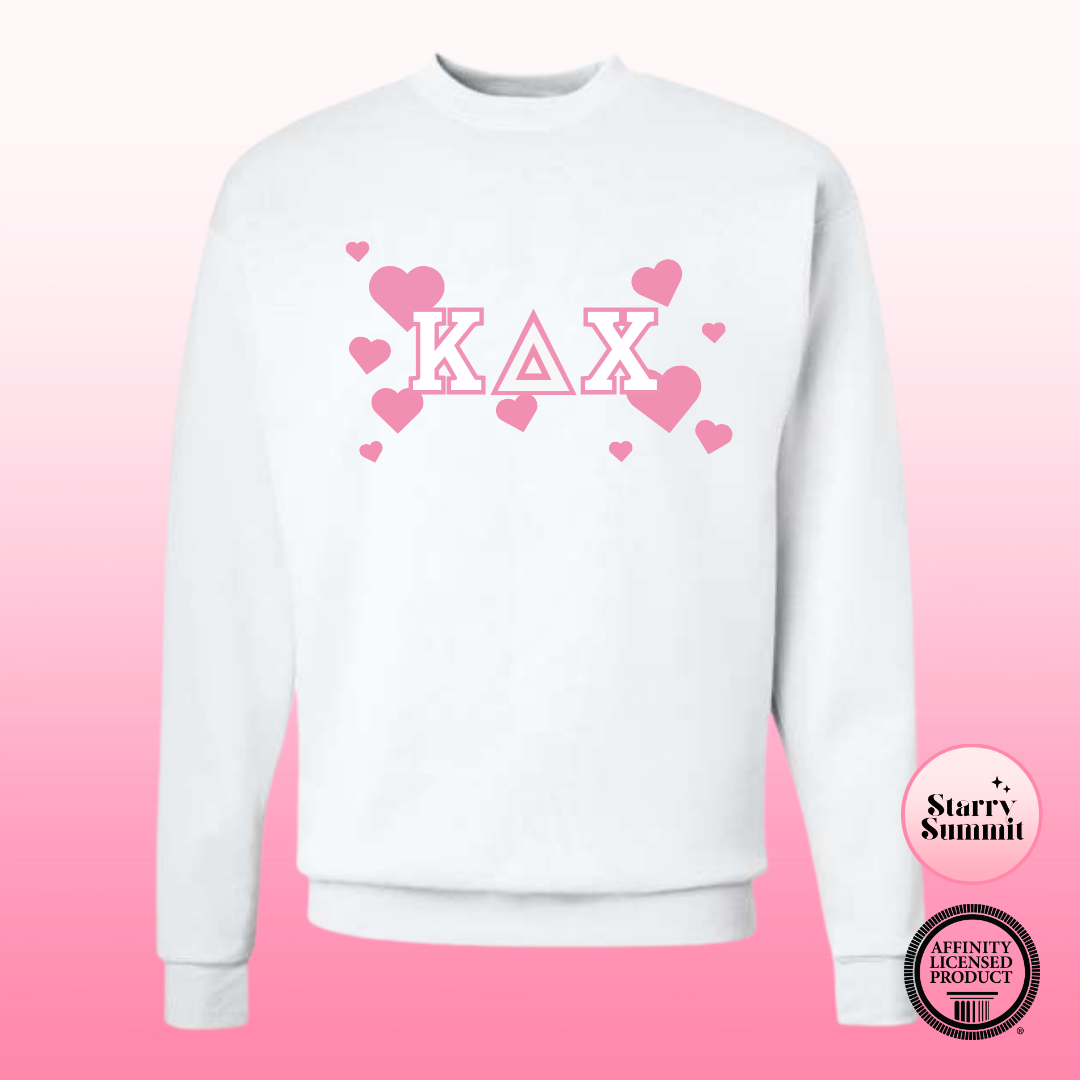 Kappa Delta Chi - Glitter Heart Letter Crewneck