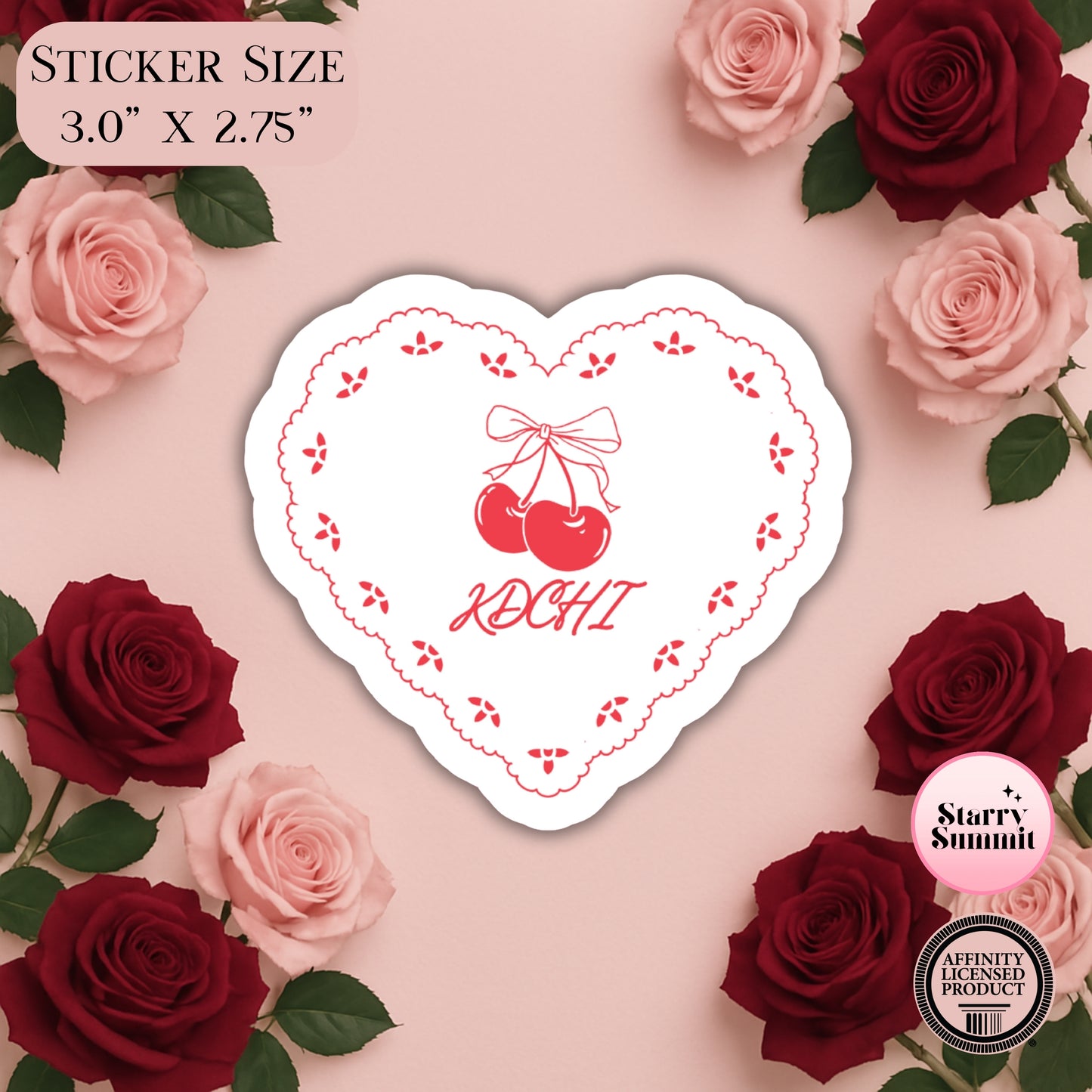 KDChi Cherry Picnic Heart Sticker