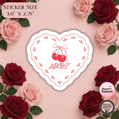 KDChi Cherry Picnic Heart Sticker