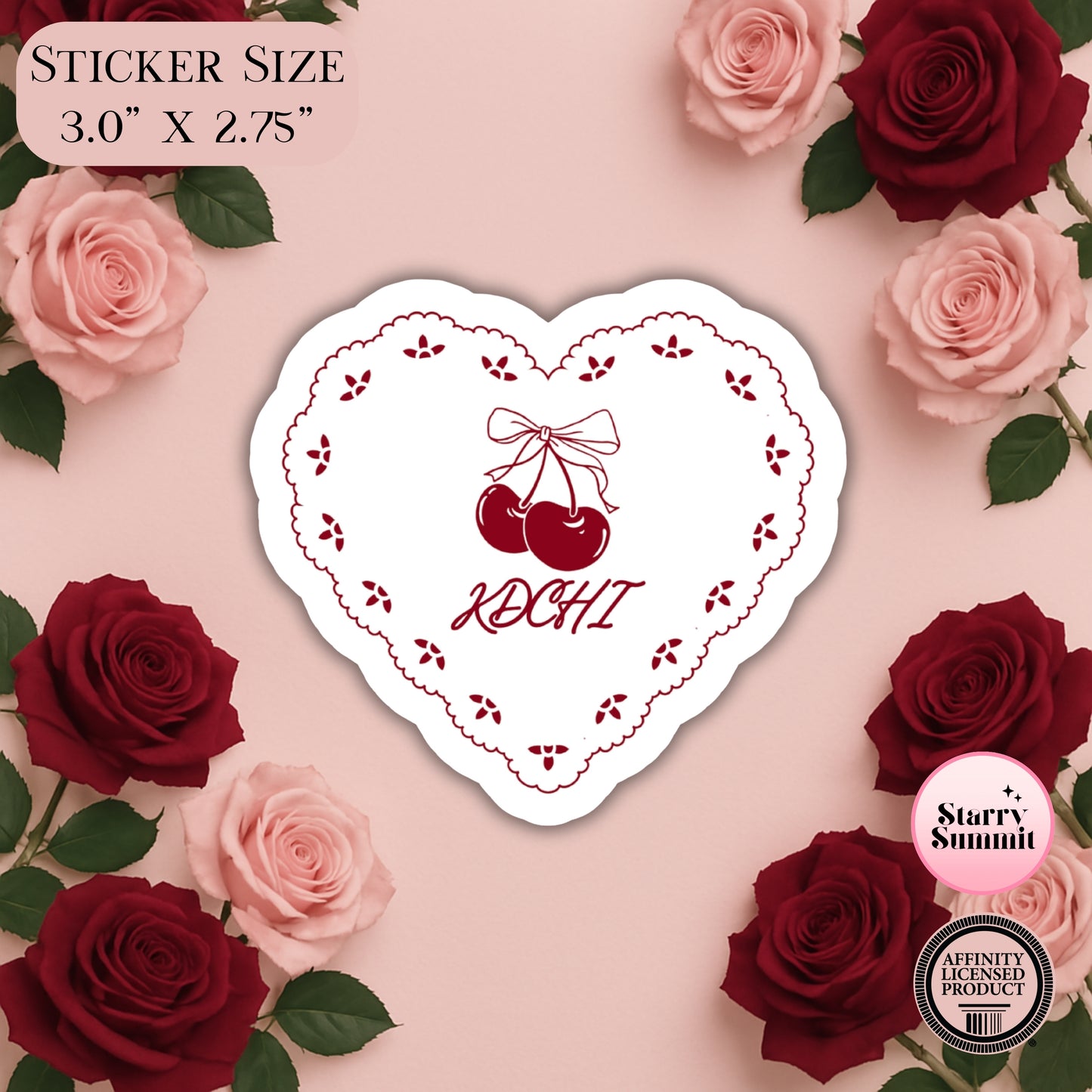 KDChi Cherry Picnic Heart Sticker