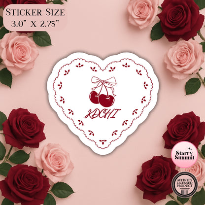 KDChi Cherry Picnic Heart Sticker