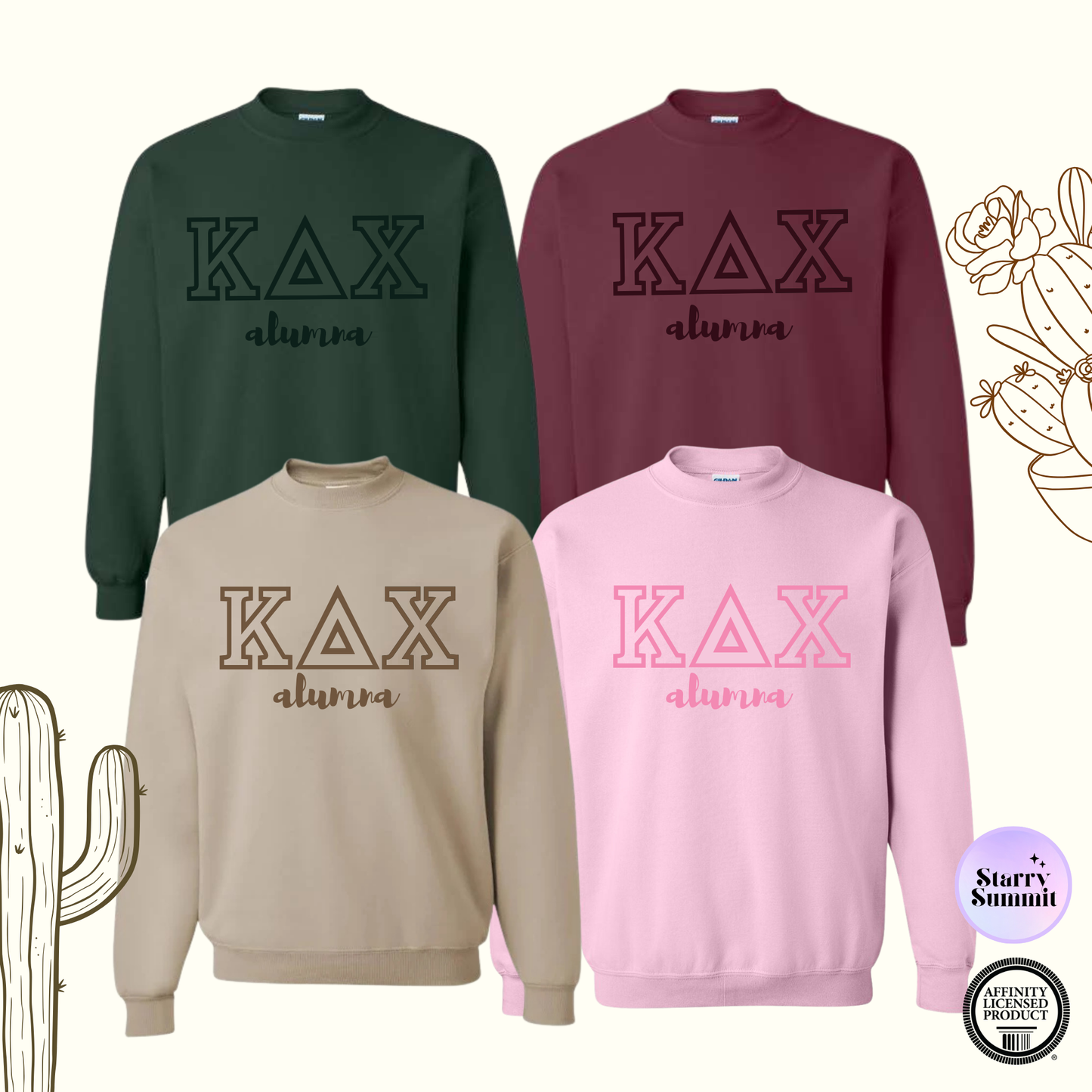 Kappa Delta Chi - El Paso Collection - No Sew Glitter Letter Alumna Crewneck