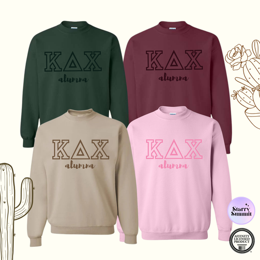 Kappa Delta Chi - El Paso Collection - No Sew Glitter Letter Alumna Crewneck