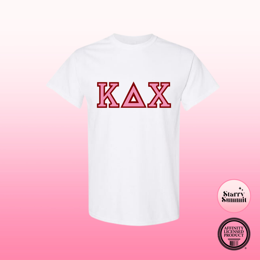 Kappa Delta Chi - Pink on Maroon No Sew Glitter T-Shirt