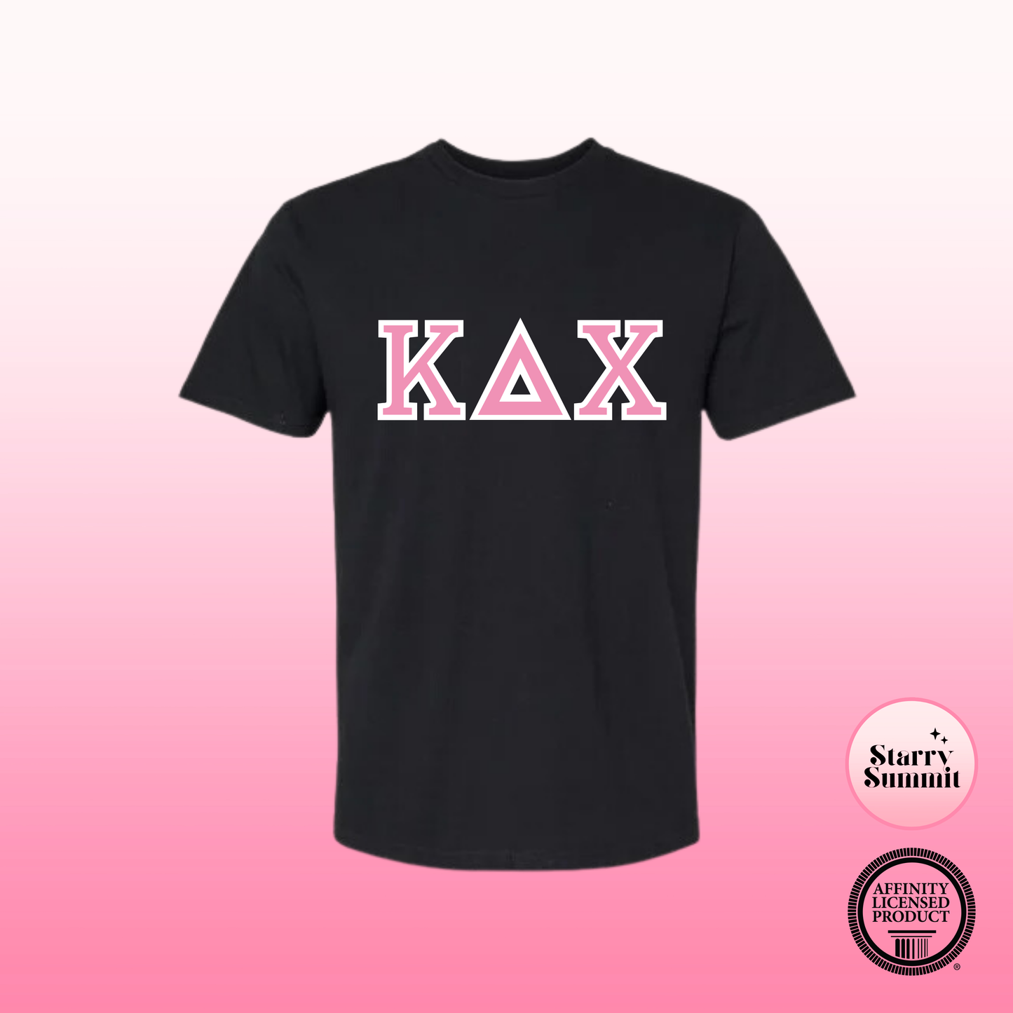 Kappa Delta Chi - Pink on White No Sew Glitter T-Shirt